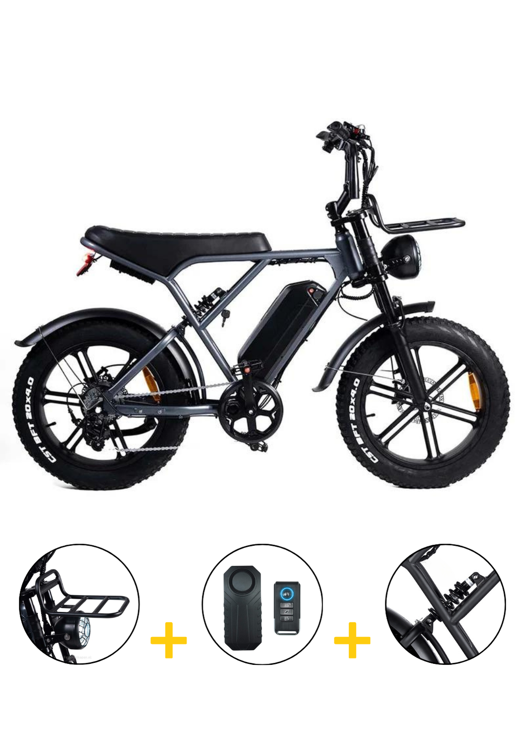 Fatbike OUXI H9 - Incl. Rejilla frontal + Alarma | Frenos hidráulicos y suspensión delantera y trasera.